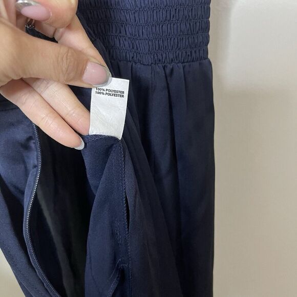 Ramy Brook Navy satin Sleeveless vneck jumpsuit size medium - Picture 7 of 10